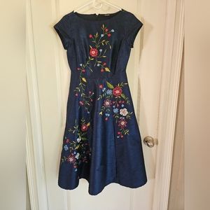 Cocktail Dress -- Floral Navy